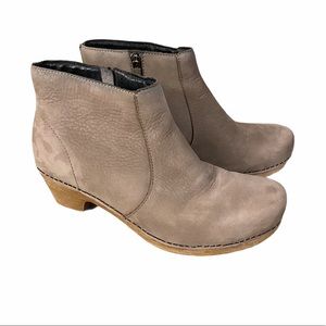 Dansko Maria Clog Side Zip Ankle Booties In Taupe